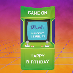 Banderoles Arcade anniversaire, invitation d'anniversaire de