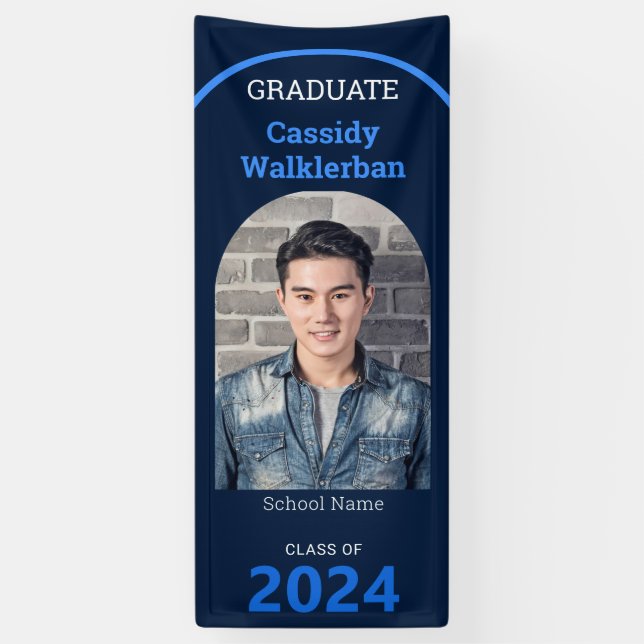 Banderoles Arch Blue Photo Graduation (Vertical)