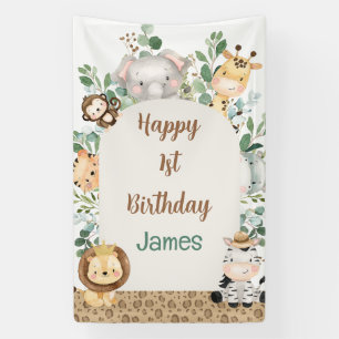 Banderoles Arch Foliage Safari Party Animaux 1er anniversaire