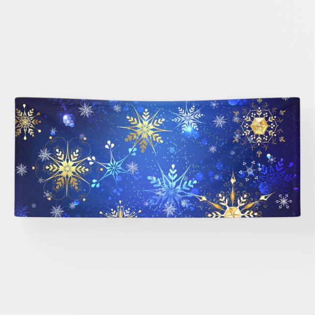 Banderoles Arrière - plan Bleu XMAS avec des flocons de neige (Horizontal)
