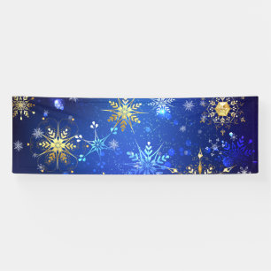 Banderoles Arrière - plan Bleu XMAS avec des flocons de neige