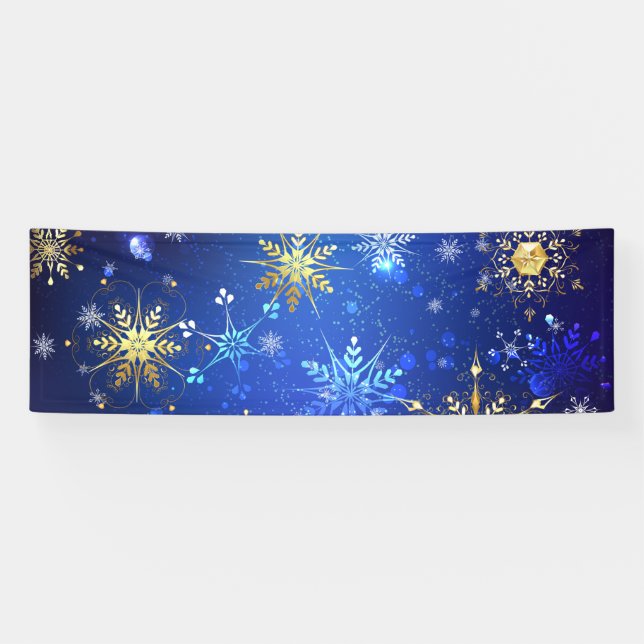 Banderoles Arrière - plan Bleu XMAS avec des flocons de neige (Horizontal)