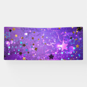 Banderoles Arrière - plan de feuille violet avec étoiles