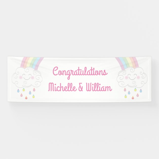 Banderoles Arrosage baby shower Rainbow Raindrop Cloud (Horizontal)
