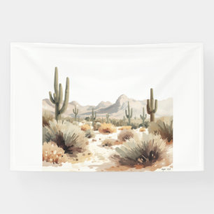 Banderoles Art aquarelle minimaliste du désert avec cactus Sa