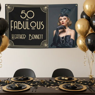Banderoles Art Déco élégant 50 ans et anniversaire fabuleux