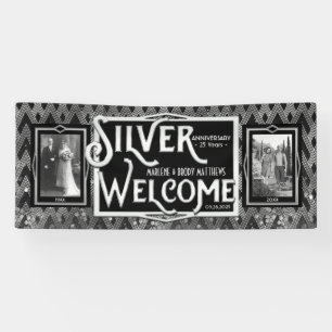 Banderoles Art Déco Mariage Argent Anniversaire Bienvenue Pho