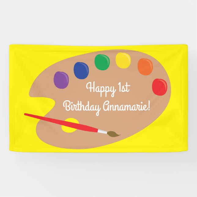 Banderoles Art Paint Palette Cute 1ère fête d'anniversaire (Horizontal)