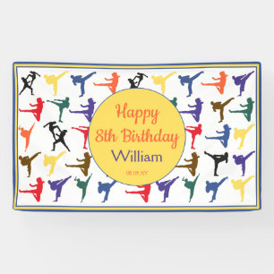 Banderoles Arts martiaux Karate Kids Happy 8th Birthday Banne