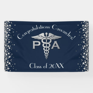 Banderoles Assistant de médecin PA Diplômé Bleu Nuit Argent