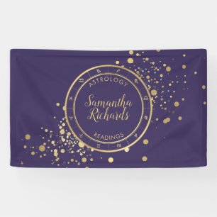 Banderoles Astrologie Zodiaque violet étoiles d'or