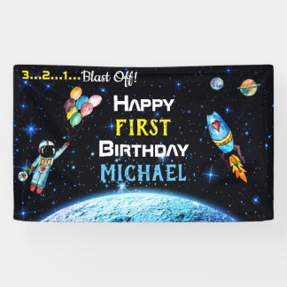 Banderoles Astronaut Ballons Rocket Nom de l'espace Anniversa