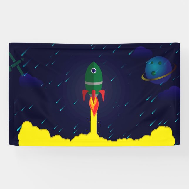 Banderoles astronaute astronaute de vaisseau spatial de fusée (Horizontal)