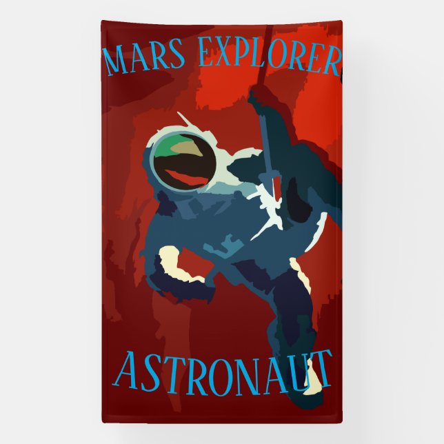 Banderoles Astronaute Explorateur Mars Voyage Spatial Vacance (Verticale)