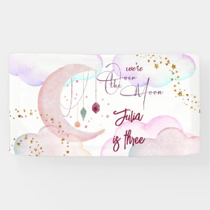 Banderoles Au-dessus de la lune belle anniversaire de enfant 