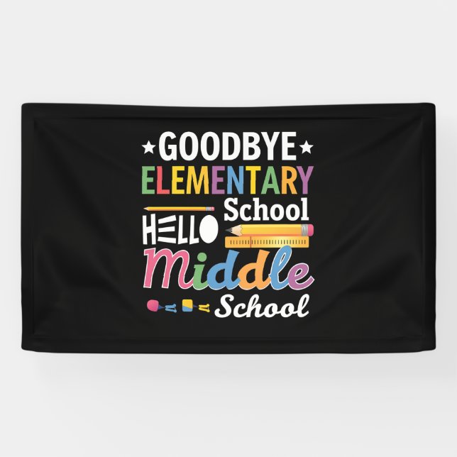 Banderoles Au revoir école primaire Bonjour collège (Horizontal)