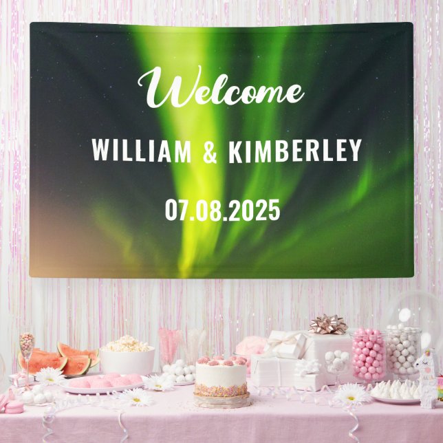 Banderoles Aurora Borealis Northern Lights Green Mariage Bann (Fête)