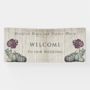 Banderoles Automne Bleu Citrouille Rustique Mariage Grange Bo