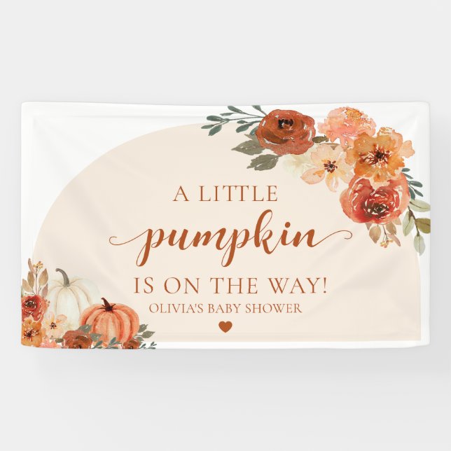 Banderoles Automne Un Peu Citrouille Automne Baby shower Flor (Horizontal)