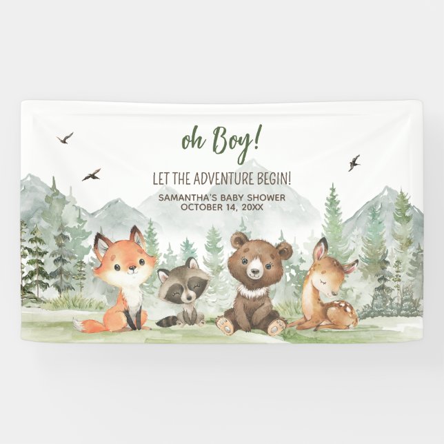 Banderoles Aventure Commencer le Baby shower des animaux des  (Horizontal)