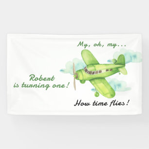 Banderoles Avion Oh Mon Temps Vol Voyage Premier Anniversaire