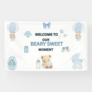 BANDEROLES BABY BLUE 3' X 5' EN VINYLE BEARY SWEET BABY SHOWE