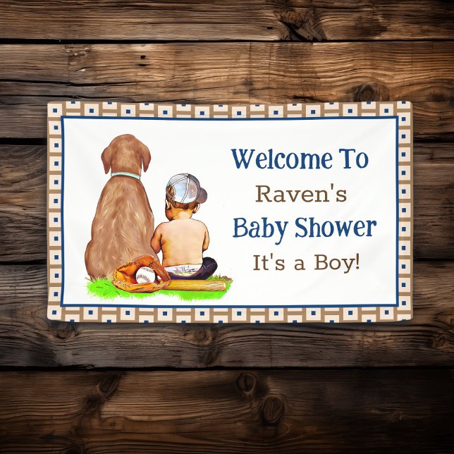Banderoles Baby Boy and Dog Baseball Baby shower à thème (Créateur téléchargé)