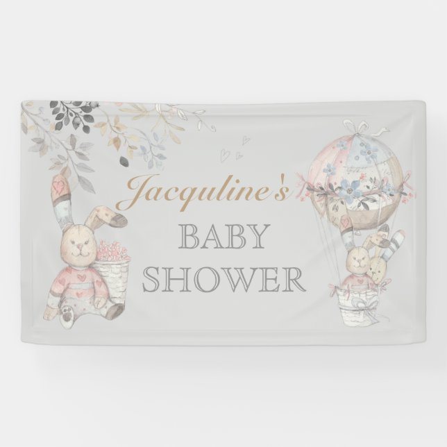 Banderoles Baby Bunny Genre Neutre Hot Air Balloon (Horizontal)
