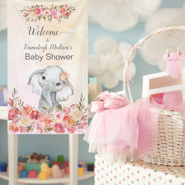 Banderoles Baby Elephant Boho Chic Baby shower Bienvenue (Créateur téléchargé)
