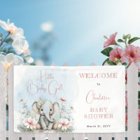 Baby Elephant Hello Baby Girl Floral Baby shower