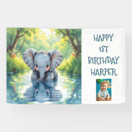 Banderoles Baby Elephant Themed Personalized Birthday Party