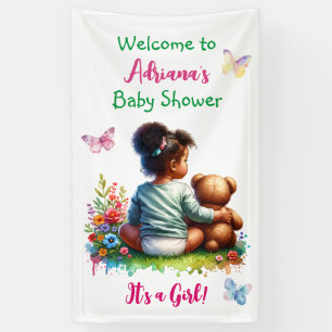 Banderoles Baby Girl et son ours en peluche Baby shower de