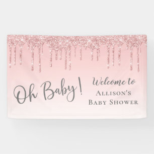 Banderoles Baby Girl Show Parties scintillant rose Bienvenue