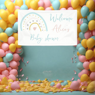 Banderoles Baby shower à arc arc arc-en-ciel pastel