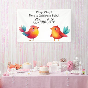Banderoles Baby shower À Thème Oiseau Mignonne Aquarelle