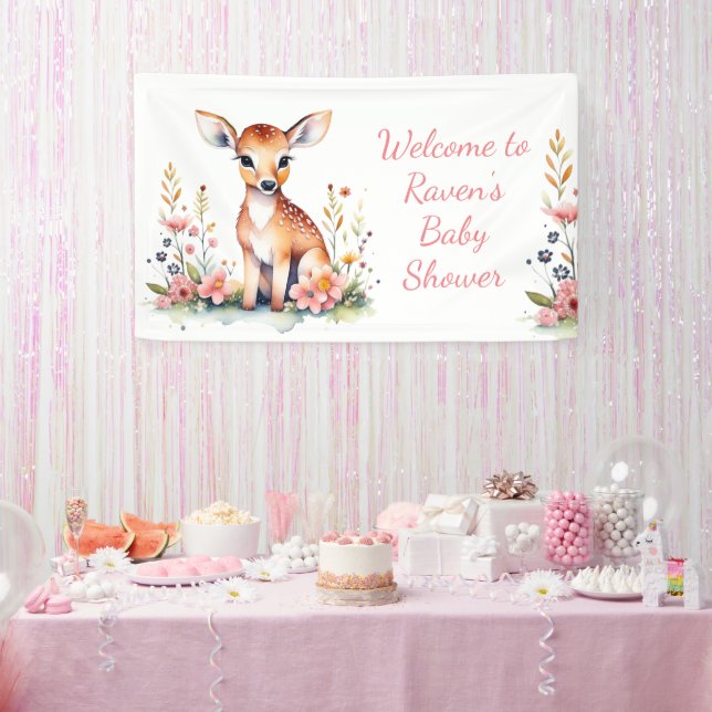 Banderoles Baby shower à thème personnalisé Cerf de Bébé (Fête)