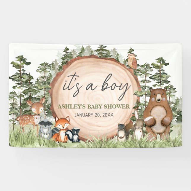 Banderoles Baby shower à tranches de bois (Horizontal)