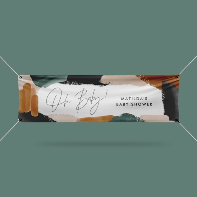 Banderoles Baby shower abstrait en terre cuite verte b (Créateur téléchargé)