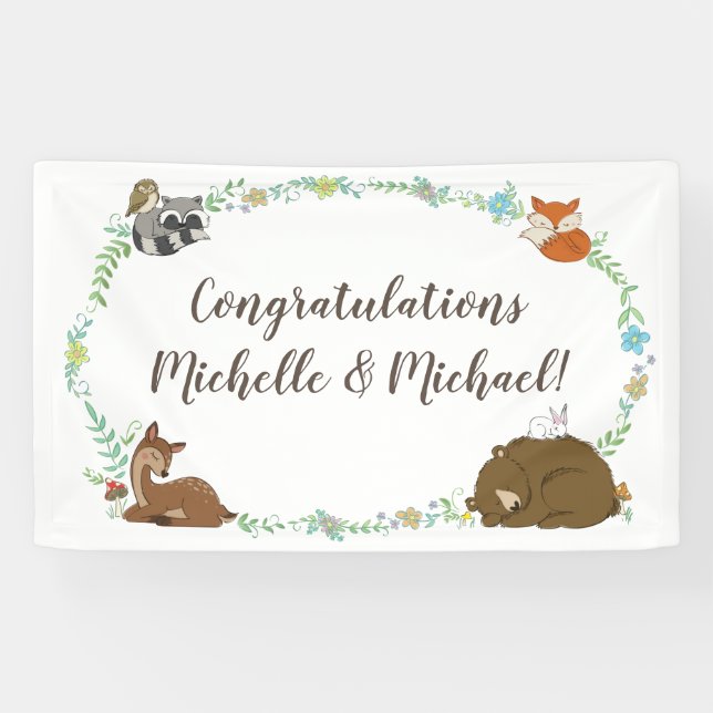 Banderoles Baby shower animal de la forêt (Horizontal)