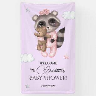 Banderoles Baby shower animal doux Raccoon Bienvenue
