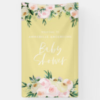 Baby shower aquarelle citron jaune script floral
