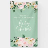 Baby shower aquarelle pêche rose script floral