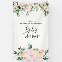 Baby shower aquarelle pêche rose script floral