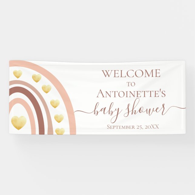 Banderoles Baby shower arc-en-ciel de Bohême (Horizontal)
