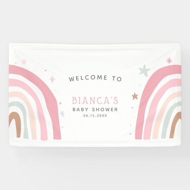 Banderoles Baby shower arc-en-ciel magique Bienvenue (Horizontal)