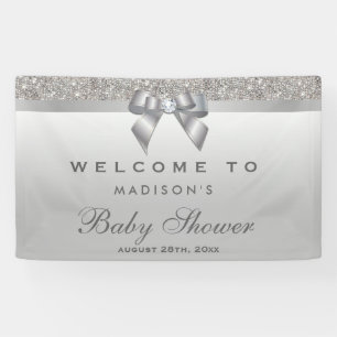 Banderoles Baby shower argenté d'arc de diamant de paillette