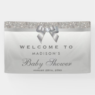 Banderoles Baby shower argenté d'arc de diamant de paillettes