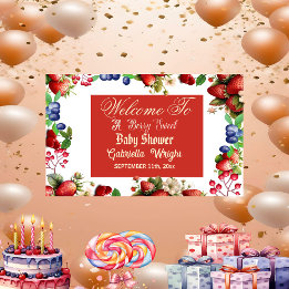 Banderoles Baby shower aux fraises rouges | Blue Berry Sweet 