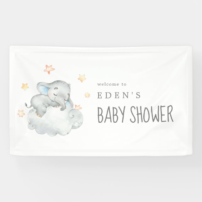 Banderoles Baby shower bébé petit éléphant couchage accueil (Horizontal)