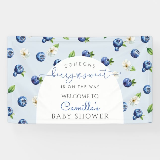 Banderoles Baby shower Berry Sweet Blueberry (Horizontal)